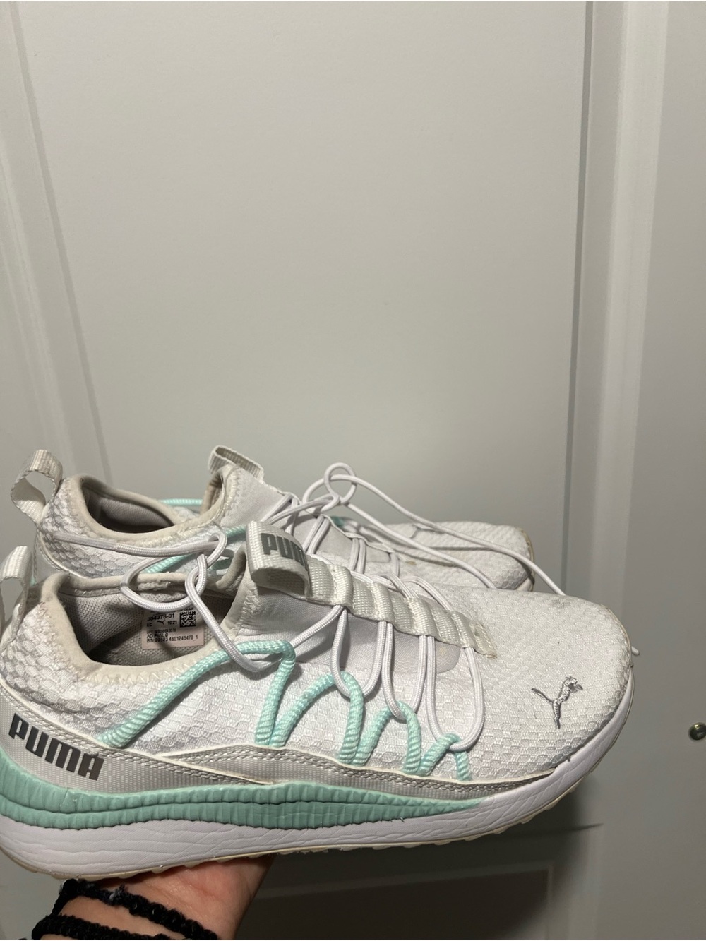 Puma White Sneakers with Mint Trim